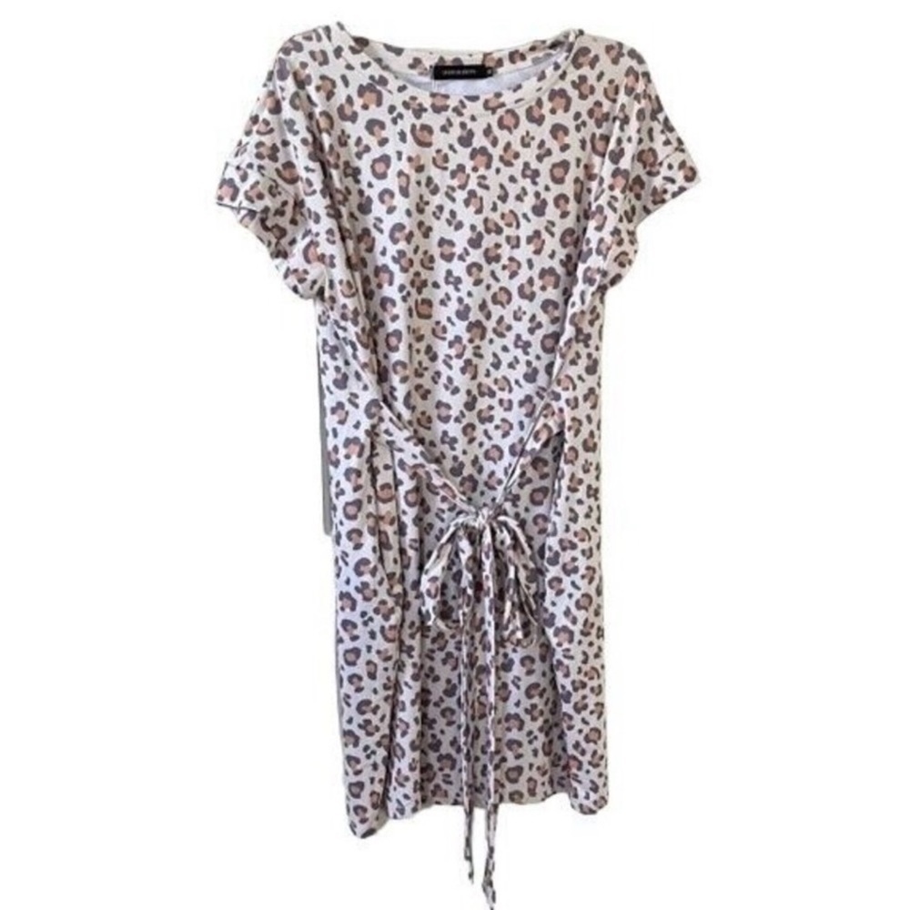 Merokeety Boutique NWT Tie Front Leopard Print Midi Dress Size XL